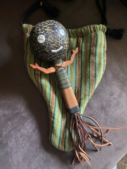 Sacred earth rattle close-up